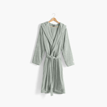 Men's bathrobe with hood, plain organic cotton Osmose lichen - 1