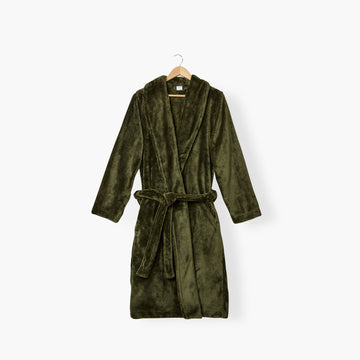 Robe de chambre polaire homme Ikebana vert kaki - 1
