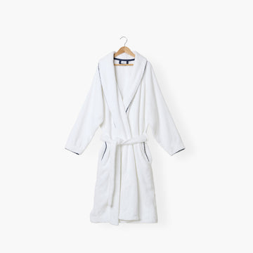 Peignoir mixte Sasha Blanc et marine coton - 1